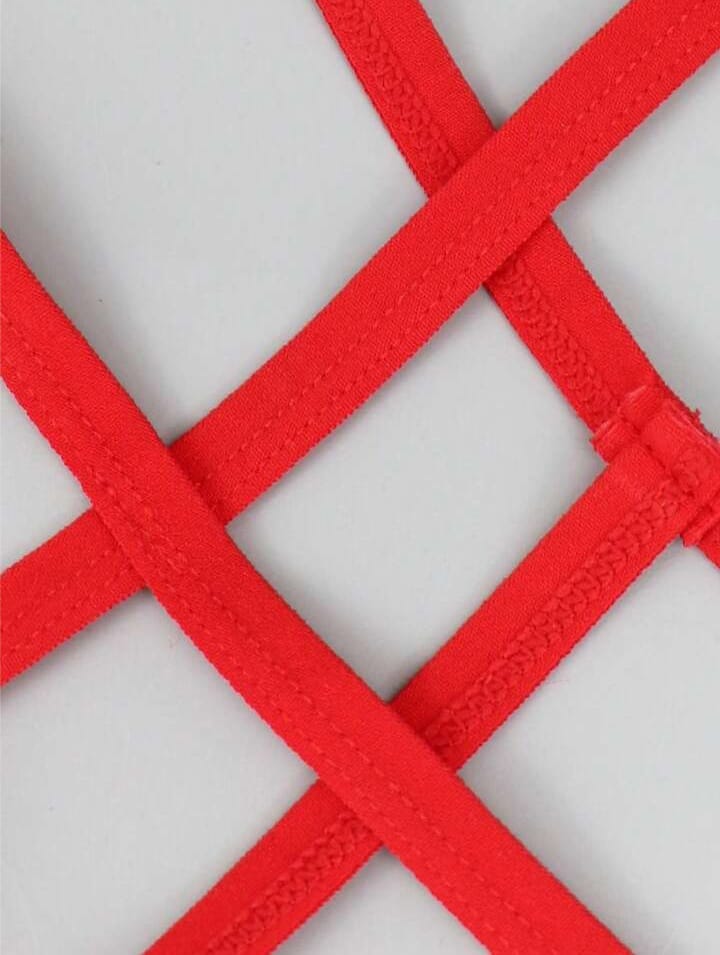 Men's Fashionable Neck- Hanging Bright Red Hollow Mesh Men's Underwear